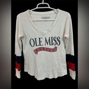 OLE MISS REBELS Women's Long Sleeve V-Neck Top - size small